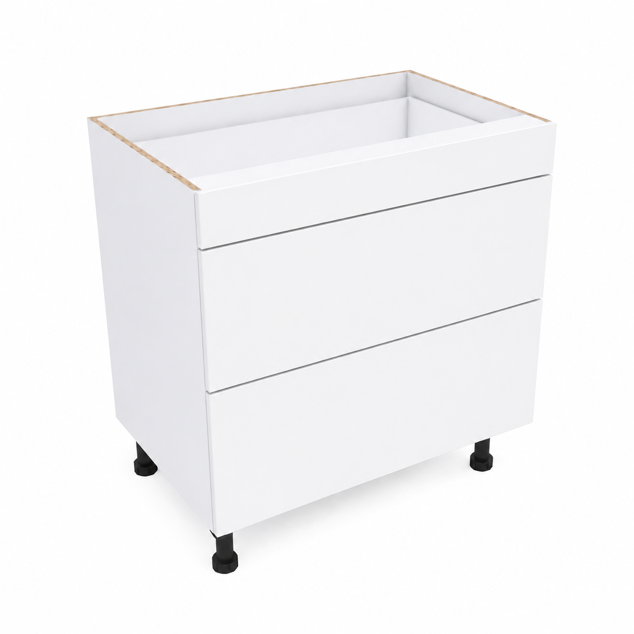 3 Drawers (1 Narrow & 2 Equal) With White Melamine Drawer Fronts