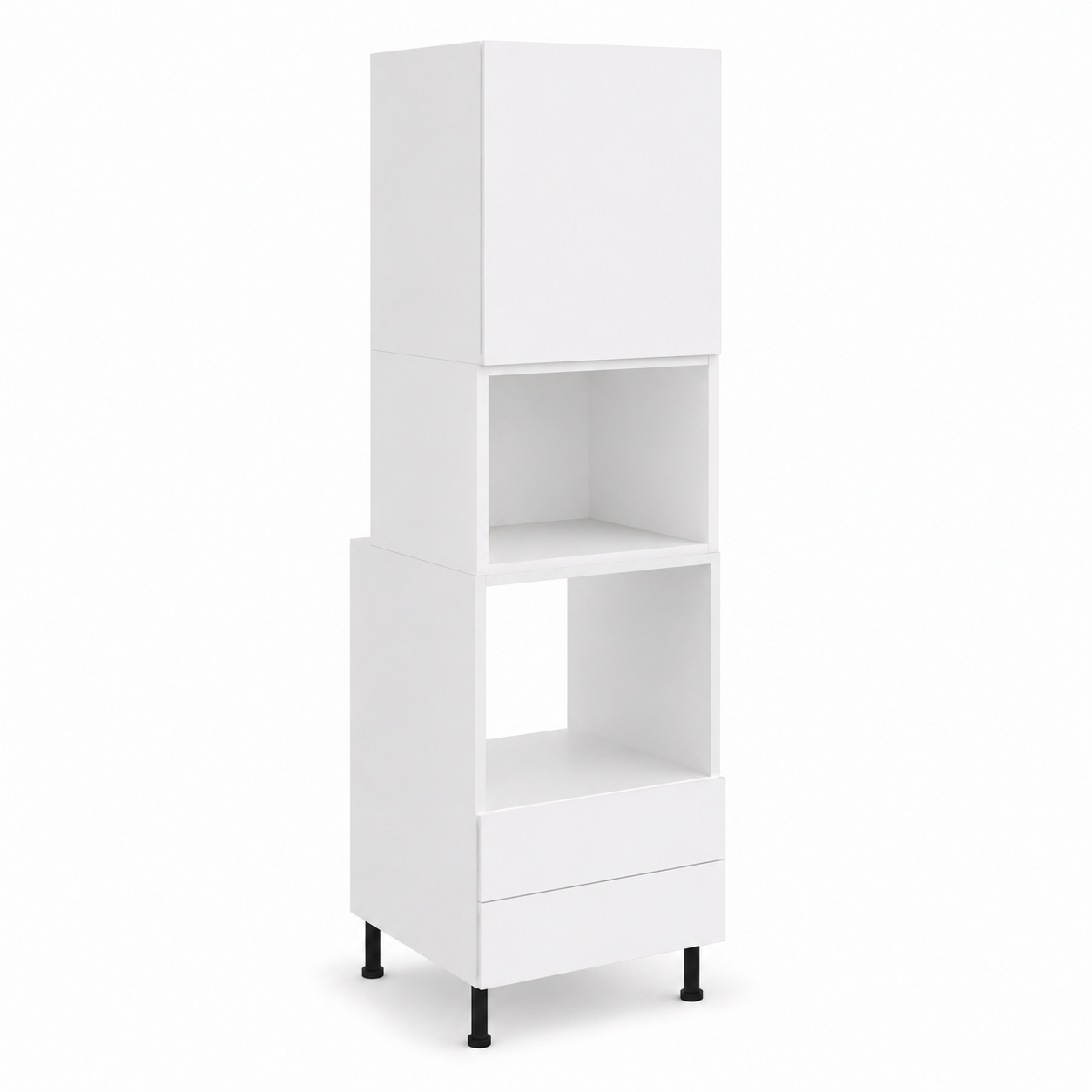 Tall Cabinet-Oven-Microwave Space & Drawers White Melamine