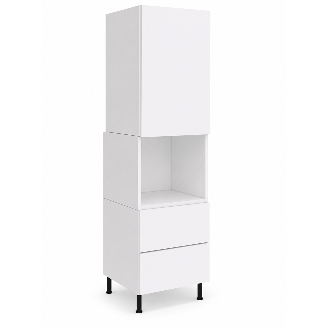 Tall Cabinet With Oven Space & Drawers – With Polar White Matt Doors & Drawer Fronts