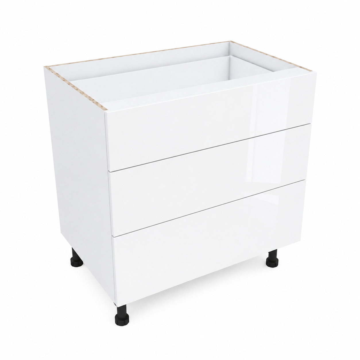 White Base Cabinet X3 Drawers_Equal Polar White Matt Drawers