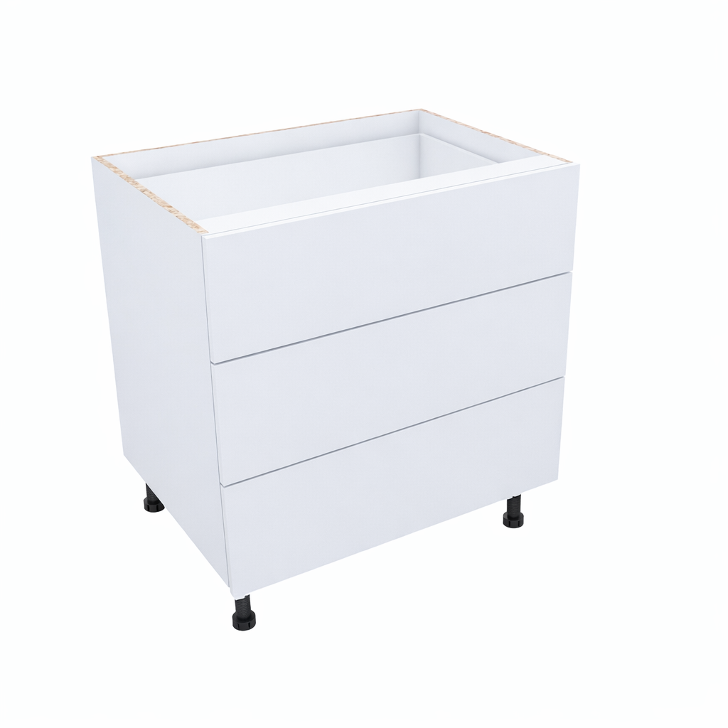 White Base Cabinet X3 Drawers_Equal White Melamine Drawers