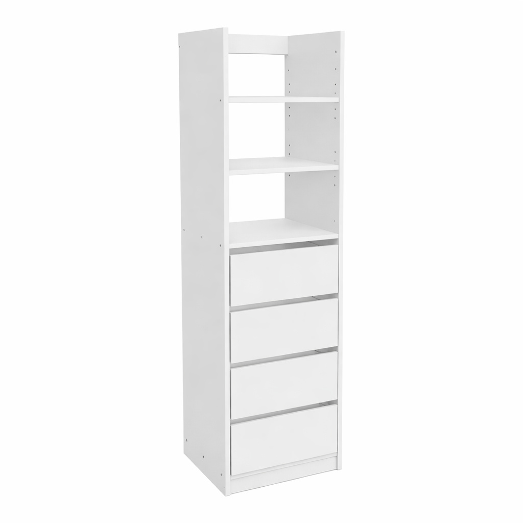 White Wardrobe Tawer Cabinet With Drawers 0
