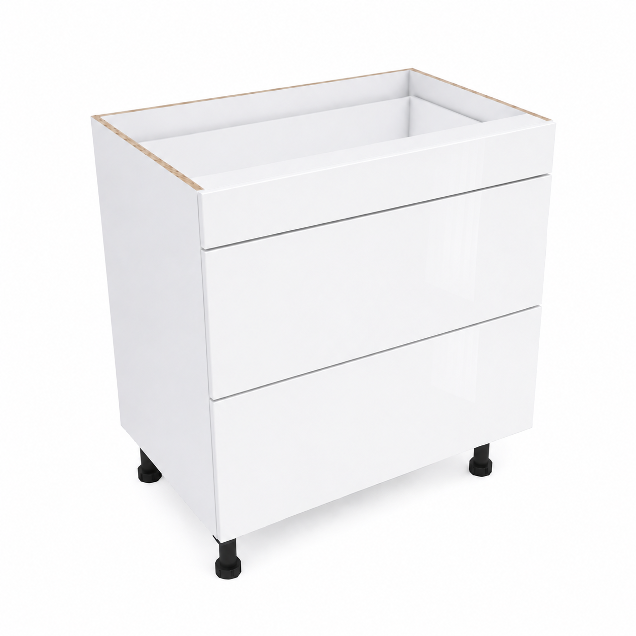 3 Drawers (1 Narrow & 2 Equal) With Polar White Matt Drawer Fronts