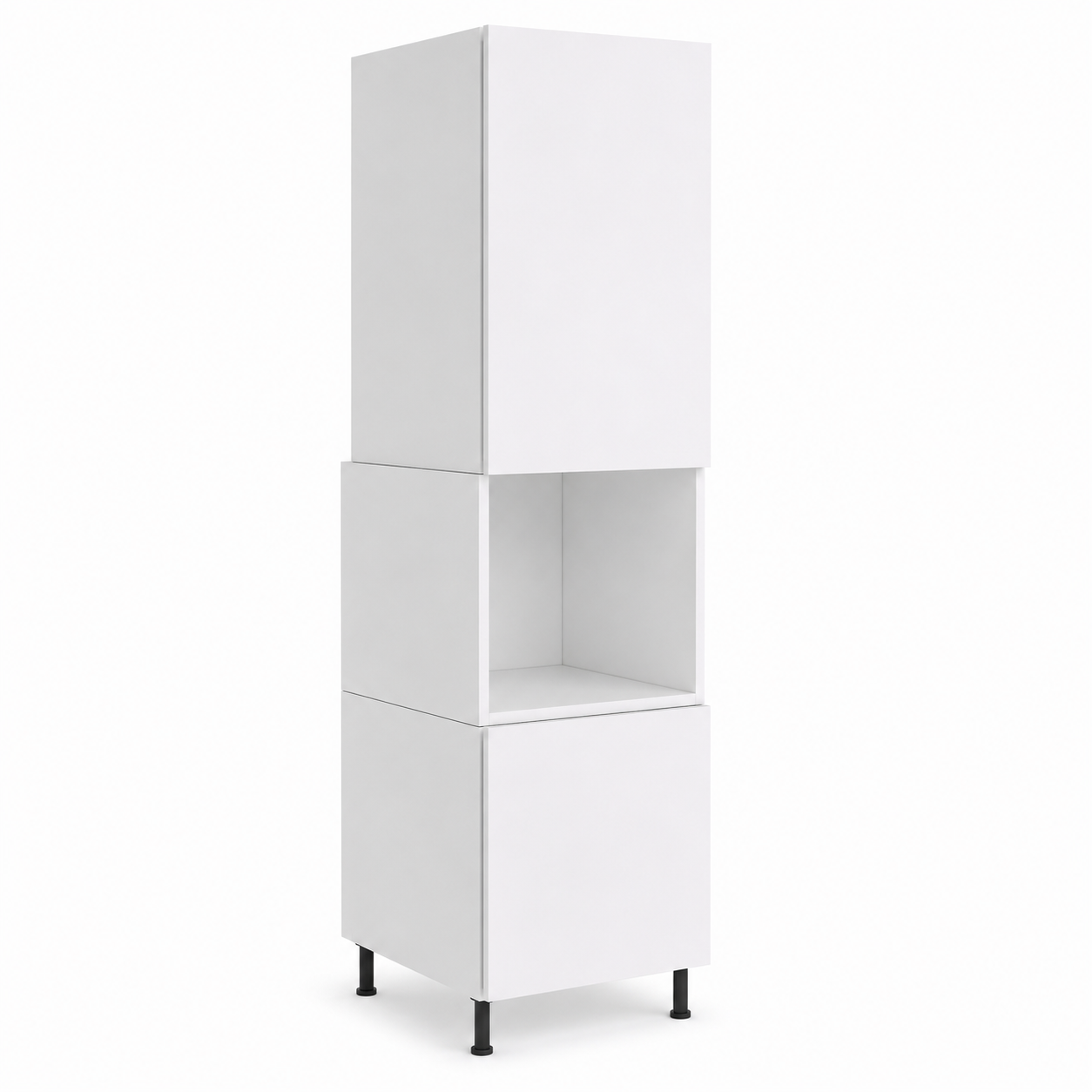 Tall Cabinet & Oven Space With White Melamine Doors