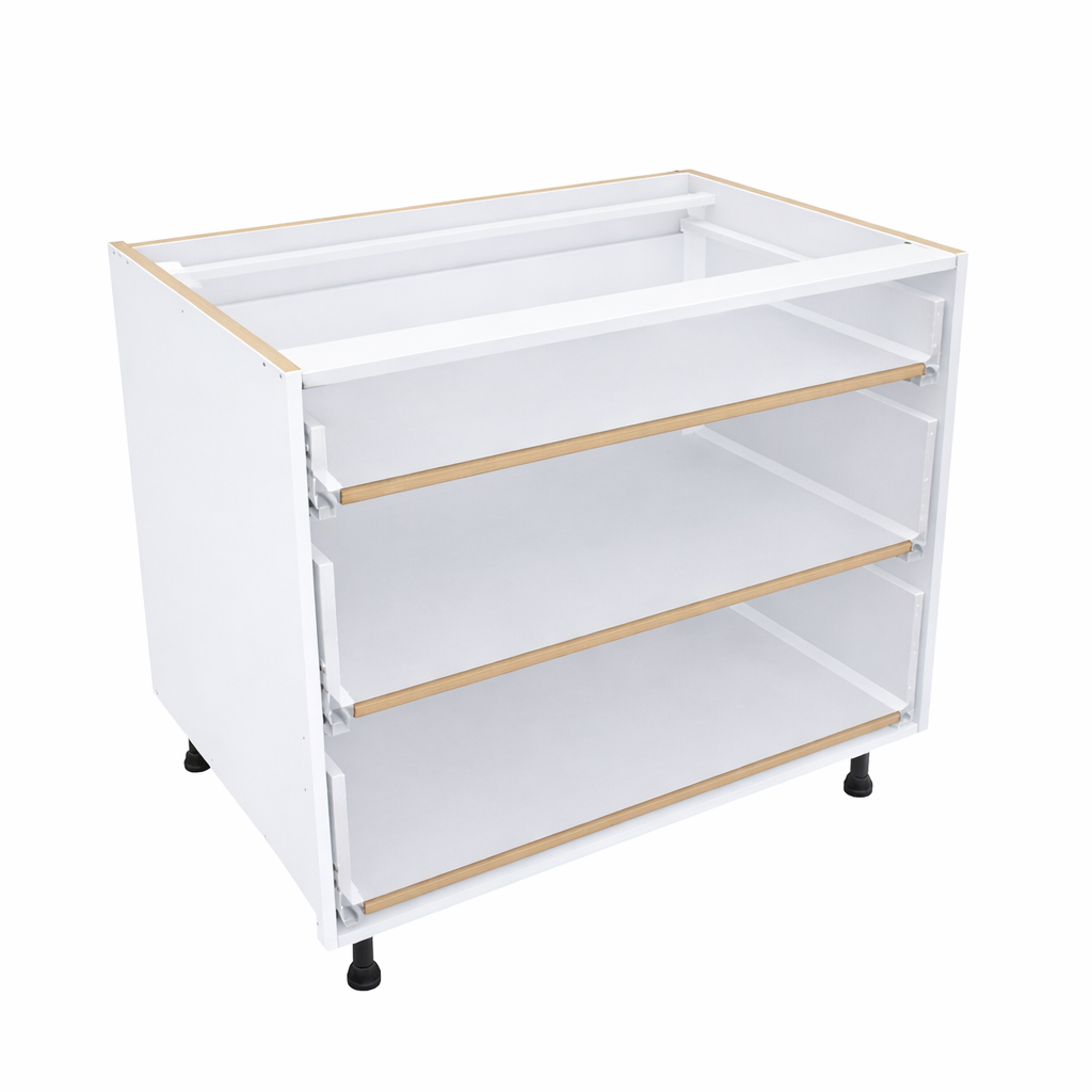 White Base Cabinet X3 Drawers_2Depth & 1 Narrow No Drawer Fronts